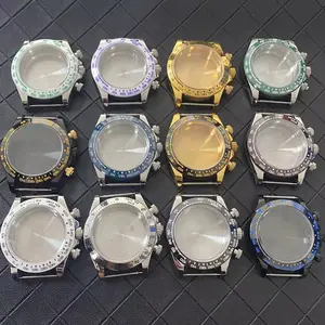 39MM Solid Stainless Steel Ceramic Bezel Sapphire Glass Watch Case Strap Suitable For VK63 Quartz Movement