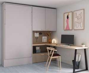 Ensemble de meubles de chambre à coucher moderne <span class=keywords><strong>avec</strong></span> <span class=keywords><strong>lit</strong></span> <span class=keywords><strong>mural</strong></span> <span class=keywords><strong>intégré</strong></span>, <span class=keywords><strong>lit</strong></span> Murphy <span class=keywords><strong>avec</strong></span> <span class=keywords><strong>bureau</strong></span> et étagère pour le <span class=keywords><strong>bureau</strong></span> - Product Image 4