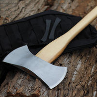 Hache forgée à double tranchant avec manche en noyer, tomahawk durable à haute dureté, hache multifonctionnelle pour couper et abattre en extérieur
