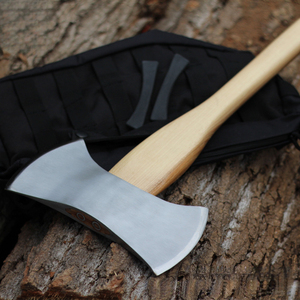 Ascia Forgiata a Doppio Taglio con Manico in <span class=keywords><strong>Noce</strong></span>, Tomahawk Resistente ad Alta Durezza, Ascia Multifunzionale per Taglio e Abbattimento all'Aperto - Product Image 2