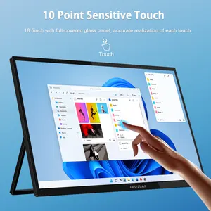 ZEUSLAP 18.5" Touch Screen Portable Lcd Monitor 100Hz 100% SRGB With Screen Holder Stand For Mini PC Phone Xbox PS4 PS5 Switch