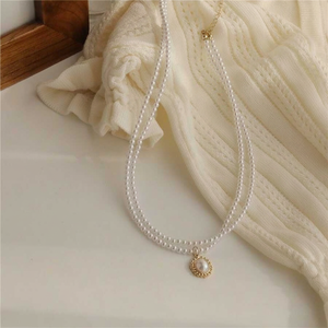 Vendita calda moda di tendenza minimalista fatto a mano collane a strati serratura luna lega oro rosa all'ingrosso - Product Image 2