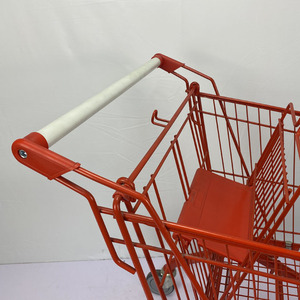 4 bánh xe phong cách Châu Âu Đỏ 180L thép tạp hóa siêu thị mua sắm giỏ hàng Cửa hàng xe đẩy với Ghế trẻ em - Product Image 3