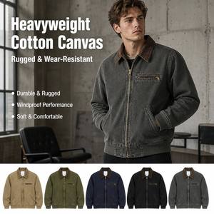 Custom Heavy Duck <strong>Canvas</strong> <strong>Work</strong> <strong>Jacket</strong> Men Flannel Lined Cotton Industrial Workwear Uniform <strong>Jacket</strong> OEM Factory - Product Image 1