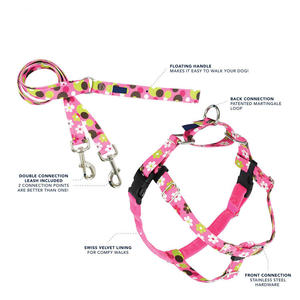 Laisse et harnais pour <span class=keywords><strong>chien</strong></span> avec logo personnalisé, conception de 2 chiens, liberté de marche facile, réglables, sans traction, harnais pour animaux de compagnie - Product Image 2