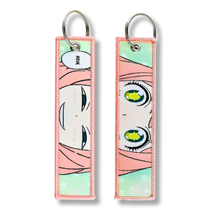 Portachiavi personalizzato <span class=keywords><strong>SPY</strong></span> <span class=keywords><strong>FAMILY</strong></span> Anime ricamo nuovo Design in tessuto Jet Tag con Logo personalizzato portachiavi promozionali e moschettoni - Product Image 4