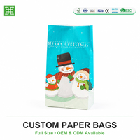Sacs à fond carré de qualité alimentaire, pochettes en papier kraft blanc recyclables, sacs personnalisés imprimés à la main pour l'emballage de bonbons