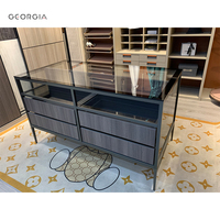 Armoire-penderie avec tiroir en cuir pour la maison ou la villa Système de fermeture en douceur Meubles de chambre à coucher pour vêtements