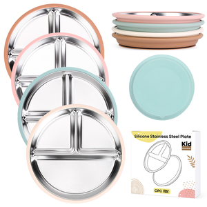 Plato de Silicona Moderno para Bebés, <span class=keywords><strong>Vajilla</strong></span> Ecológica, Plato y Tazón de Silicona para Alimentación de Bebés, Set de Alimentación y Lactancia - Product Image 1