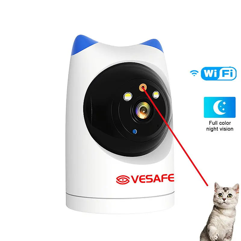 VESAFE F4P petites caméras IP 2Mp 1080P Full Color Vision nocturne panoramique inclinaison chien chat bébé moniteur Laser infrarouge Wifi CCTV caméra pour animaux de compagnie