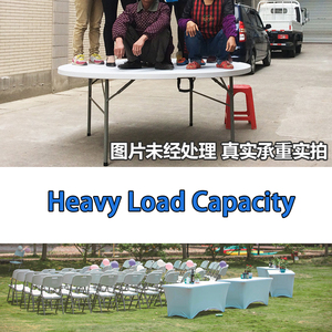 Sturdy Plastic Steel Tube Leg Round <strong>Folding</strong> Camp <strong>Table</strong> <strong>Adjustable</strong> Feet Outdoor Portable Bar <strong>Table</strong> Banquet Event Party Supply - Product Image 3