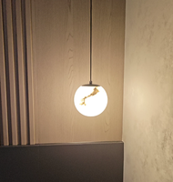 Petit luminaire suspendu moderne en albâtre naturel, hauteur réglable, commande sans fil, pour chambre à coucher, bar, comptoir - LED suspendu