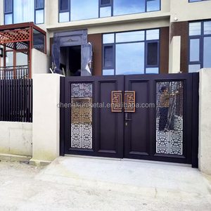 Минималистичная дверь безопасности в американском стиле с автоматизацией, технологией лазерной резки, простая черная алюминиевая дверь для дома - Product Image 1