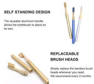 Cepillo de dientes de metal Premium con cabezal de cepillo PLA desmontable Cerdas suaves ecológicas plegables para uso doméstico - Product Image 5
