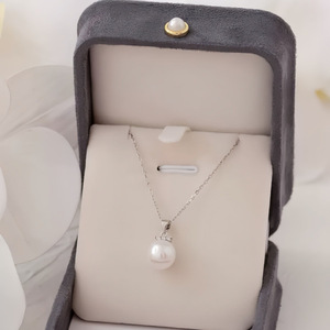 Collier pendentif en perles d'eau douce Zhuji, tendance et polyvalent, 8-9 mm, avec chaîne de clavicule en argent 925, cadeau de vacances pour femmes - Product Image 3