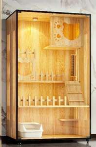 Современная Высокая деревянная вилла для кошек, квартира, Прочная Большая выставочная клетка с рисунком животных, модный стиль для домашних животных, Лидер продаж для гостиной - Product Image 4