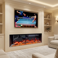 Cheminée électrique miroir 3D en diamant écrasé de 30 à 80 pouces, lit de braise rougeoyant, insert de flamme LED réaliste, cheminée électrique miroir à 3 côtés