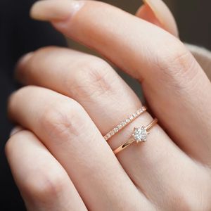 Xinfly 18k Pure Gold Jewelry VS FG Six Prong <b>Solitaire</b> Round Brilliant Diamond Wedding Engagement <b>Ring</b> - Product Image 3