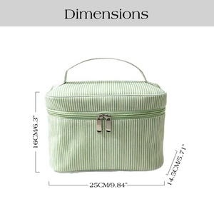 Hongbo Trousse de Maquillage Portable Grande Taille en Tissu Gaze de Coton Rayé Effet <span class=keywords><strong>Bulle</strong></span>, Pochette de Rangement Cosmétique de Voyage, Vente en Gros - Product Image 3