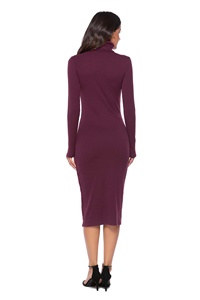 5 XL <span class=keywords><strong>taille</strong></span> couleur Uni tenue pratique Fine col haut stretch tricoté femmes une pièce robe OC110 - Product Image 6