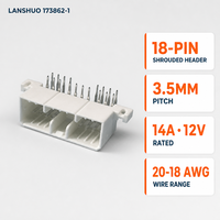 Connecteur femelle 18 broches incurvé Lanshuo 173862-1 pour automobile, 12V 14A, avec boîtier de câble et fiche, pas de 3,5 mm, 20-18AWG