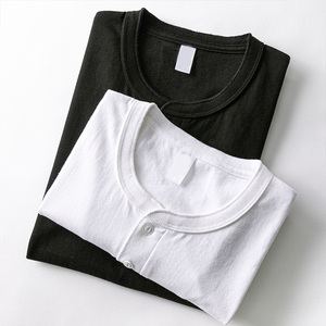 Wholesale Custom Mens Graphic t Shirts Raglan Long Sleeve Merino Wool <strong>Henley</strong> <strong>Tshirt</strong> - Product Image 3