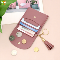 Porte-monnaie en cuir PU, portefeuille portable, porte-cartes multicolores, pochette pour carte d'identité, carte de crédit, monnaie, cadeau pour fille, pince à billets