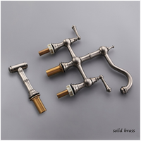 AMAXO Laiton Nickel Brossé 4 Trous Pulvérisateur Chaud et Froid Bassin Évier Robinet de Cuisine Robinet d'Eau