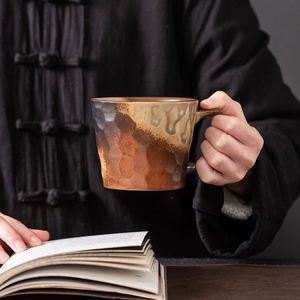 Tasse en céramique à simple paroi martelée à la main avec glaçure réactive, poignée en corde, compatible micro-ondes et lave-vaisselle, pour usage quotidien - Product Image 4