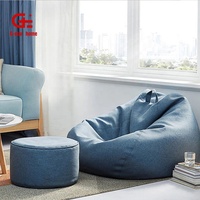 Vente en gros de chaise d'appoint moderne en tissu avec sac souple pouf géant d'extérieur de forme unique pour chambre à coucher et meubles de maison d'hôtel