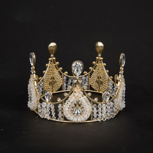 Vintage Elegant Crystal Crown Cake Topper Metal Reusable Birthday Party Decoration Arch Shape Cake Decorating Supply - Product Image 1
