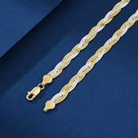 Vente en gros collier personnalisé en argent sterling 925 deux tons style serpent doux corde torsadée or bijoux unisexe tendance hommes femmes cadeau