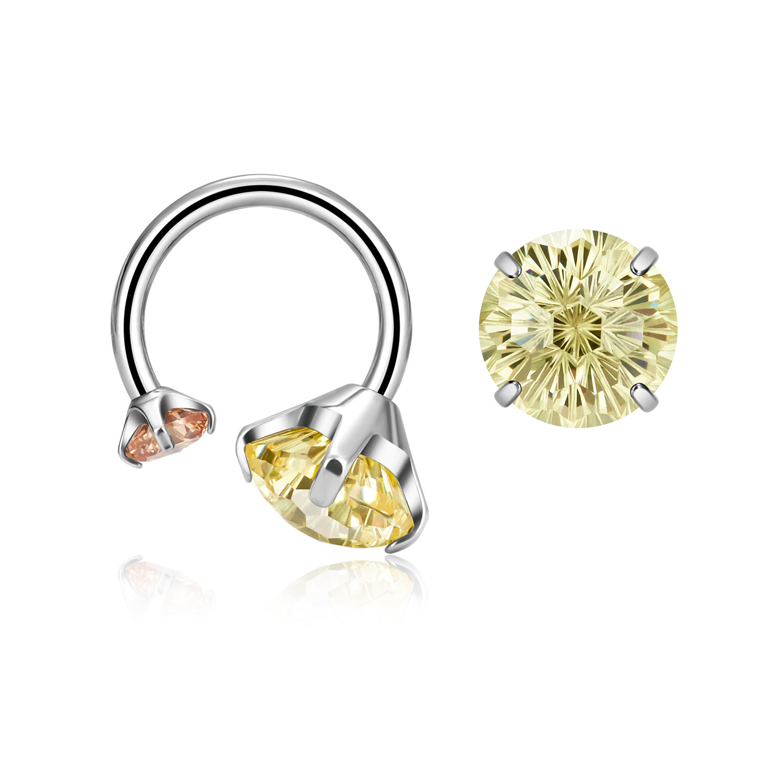 Silver Yellow CZ