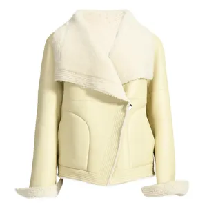 겨울 따뜻한 두꺼운 사용자 정의 컬러 Shearling 가죽 코트 양 모피 패션 여성 정품 Shearling 자켓 코트