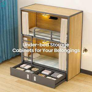 Lit superposé moderne en acier Jingchen pour adultes, appartement étudiant, loft métallique avec armoire - Product Image 3