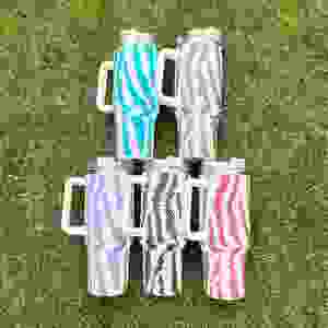 New 40Oz Crystal Zebra <b>Coffee</b> Glow in Dark Bling Rhinestone Tumbler Diamond Beer Mug Water <b>Bottle</b> With Lids - Product Image 4