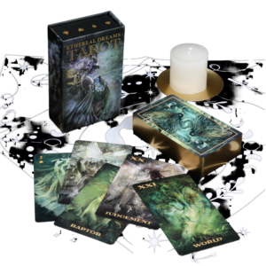 Fabricante de impresión de barajas de tarot personalizadas, papel con núcleo negro, borde con lámina dorada, acabado con textura de lino, edición de coleccionista de cartas de juego de mesa - Product Image 1