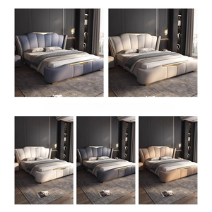 Rosegia Hot Selling Modern Cooling Genuine Leather Adjustable Soft <strong>Bed</strong> Double <strong>Bed</strong> Wedding King/Queen <strong>Pine</strong> Wood <strong>Frame</strong> High - Product Image 6