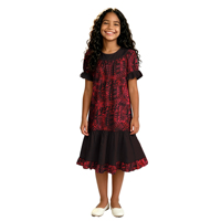 Gaun Panjang Anak Musim Panas Model O-Neck Motif Pulau Polinesia, Gaun Samoa Lengan Ruffle, Pakaian Gaya Tapa Fiji untuk Anak Perempuan
