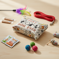 Sac d'emballage en lin à motif chat pour biscuits et sandwichs, trousse de toilette portable en jute avec fermeture éclair, vente en gros
