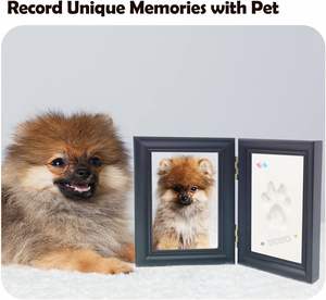 Ahşap köpek resim çerçevesi pençe baskı kil kiti siyah pet pençe anıt fotoğraf çerçevesi ile ıvır zıvırlar - Product Image 2