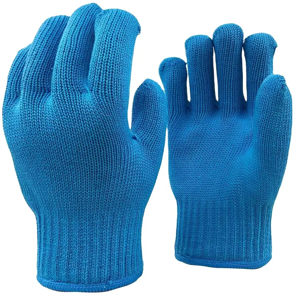 Amazon Hot Selling Blue Bbq Fire Heat Resistant Gloves For Food Cooking
