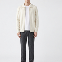 Veste en cachemire pour homme, fermeture éclair intégrale, col à revers, style business décontracté, tenue de bureau, automne-hiver, tricot chaud