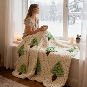 Couverture en chenille jacquard tissée à la main, super douce, style moderne, brodée, texturée épaisse, pour les voyages, toutes saisons - Product Image 1