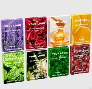 Nail Legend 4 1 Deluxe Vegan Pedicure <span class=keywords><strong>Kit</strong></span> Box Spa Professional Salt Soak Sugar Scrub Mud Mask Masaje Movimiento Honey Scents para - Product Image 6