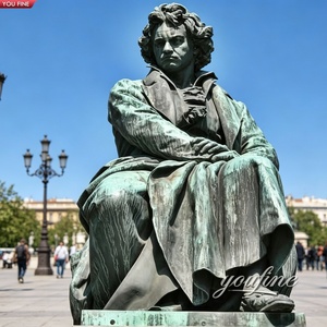 YOUFINE Escultura de <span class=keywords><strong>Beethoven</strong></span> Sentado en Bronce Fundido a Tamaño Real para Salón de Música y Jardín - Product Image 1