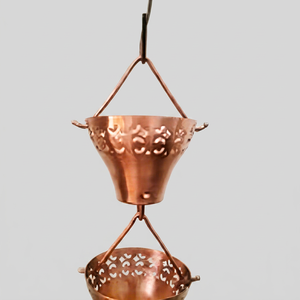 Chaîne de pluie décorative en cuivre découpé pour gouttière extérieure, élément aquatique suspendu en métal pour jardin et extérieur de maison, pour drainage des eaux de pluie - Product Image 1