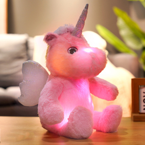Peluche unicorno luminoso a LED-animale di peluche luminoso colorato e luce notturna (cavallo magico rosa) - Product Image 4