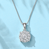 Argent pur 925 avec plaqué rhodium rond 4.5mm et 2.5mm 1.0carat D Moissanite pendentif collier pour femme