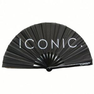 Éventail publicitaire personnalisable en bambou et plastique, grand format, avec surface en tissu, série Kung Fu Sound - Product Image 1